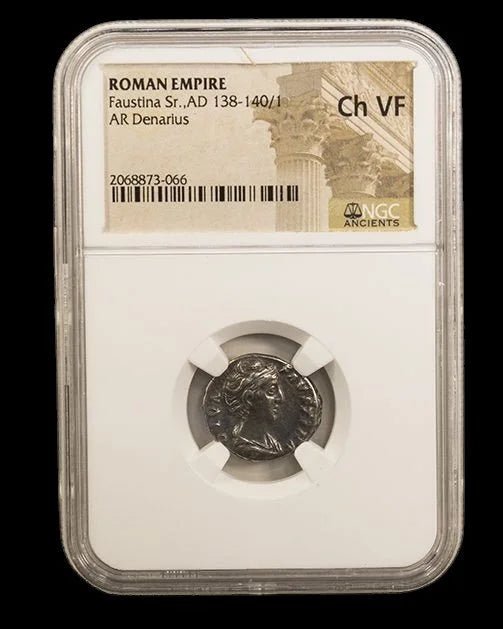 Ancient Roman Silver Coin of Empress Faustina the Elder (Wife of Emperor Antoninus Pius) - Kinzer Coins