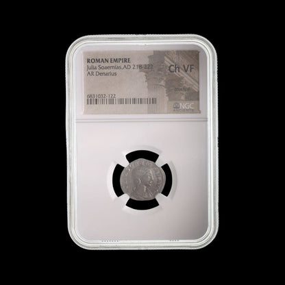 Ancient Roman Silver Coin of Empress Julia Soaemias (Mother of Emperor Elagabalus) - Kinzer Coins