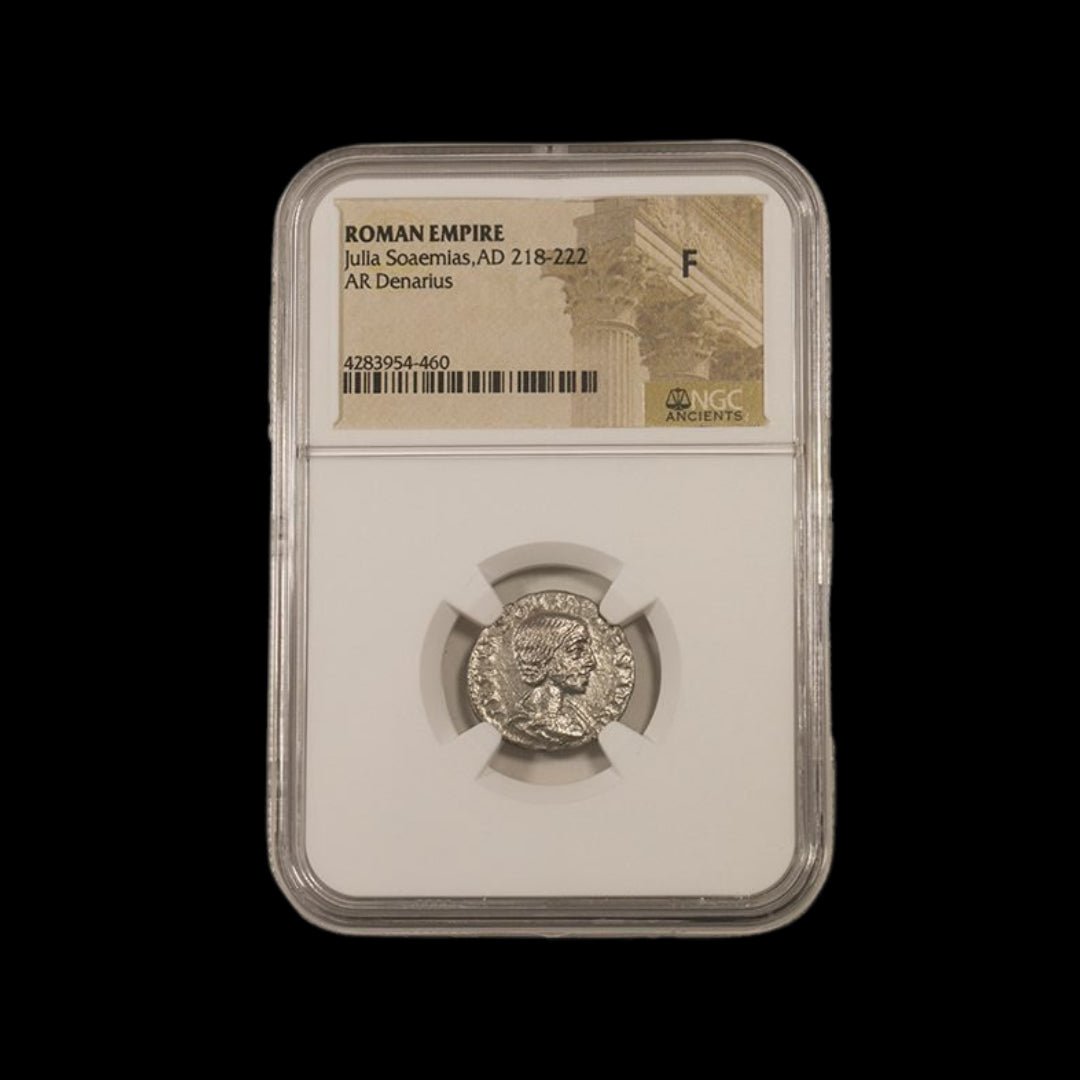 Ancient Roman Silver Coin of Empress Julia Soaemias (Mother of Emperor Elagabalus) - Kinzer Coins