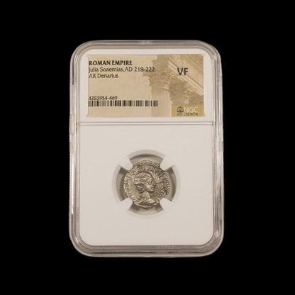 Ancient Roman Silver Coin of Empress Julia Soaemias (Mother of Emperor Elagabalus) - Kinzer Coins