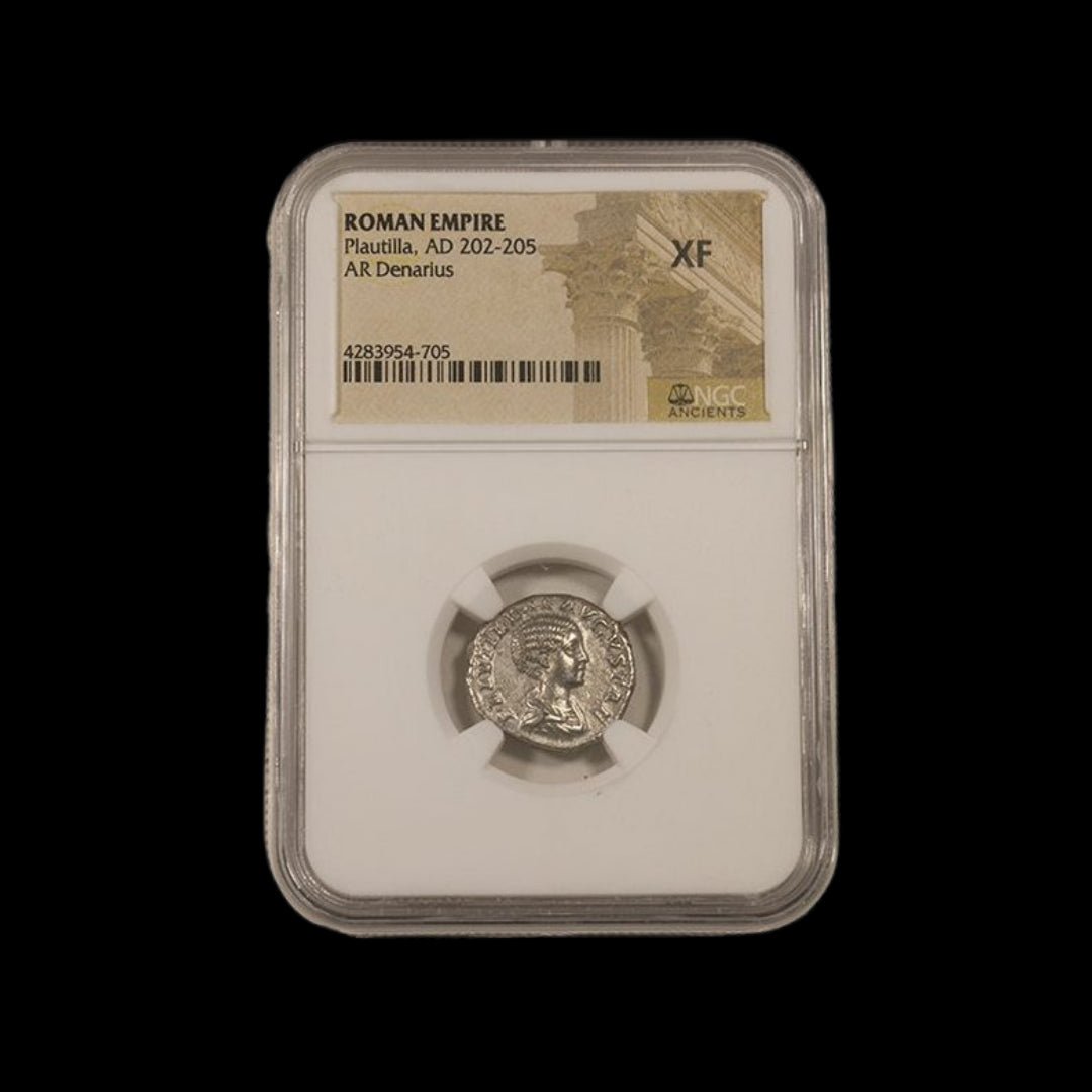 Ancient Roman Silver Coin of Empress Plautilla (Wife of Emperor Caracalla) - Kinzer Coins