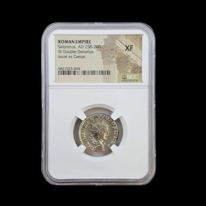 Ancient Roman Silver Coin of Prince Saloninus (Son of Emperor Gallienus) - Kinzer Coins