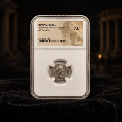 Antoninus Pius Ancient Roman Silver Denarius (AD 138–161) — NGC Certified - Kinzer Coins
