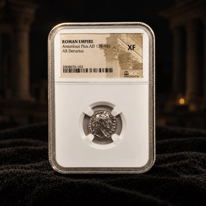 Antoninus Pius Ancient Roman Silver Denarius (AD 138–161) — NGC Certified - Kinzer Coins