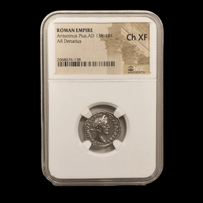Antoninus Pius Silver Denarius – Rome at Peace – NGC Certified - Kinzer Coins