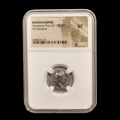 Antoninus Pius Silver Denarius – Rome at Peace – NGC Certified - Kinzer Coins