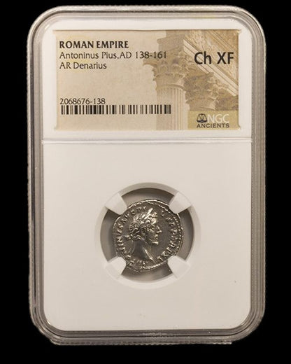 Antoninus Pius Silver Denarius – Rome at Peace – NGC Certified