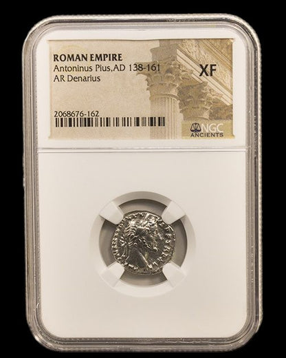 Antoninus Pius Silver Denarius – Rome at Peace – NGC Certified