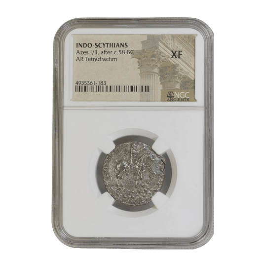 Azes I–II AR Tetradrachm — Silver of the Silk Road Kings, Indo - Scythian Power (after c. 58 BC) - Kinzer Coins
