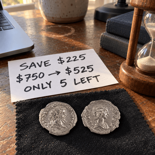 Buy 1 Get 1: Buy the Emperor, Get the Empress, Septimius Severus XF and Julia Domna XF (NGC Silver Pair) - Kinzer Coins