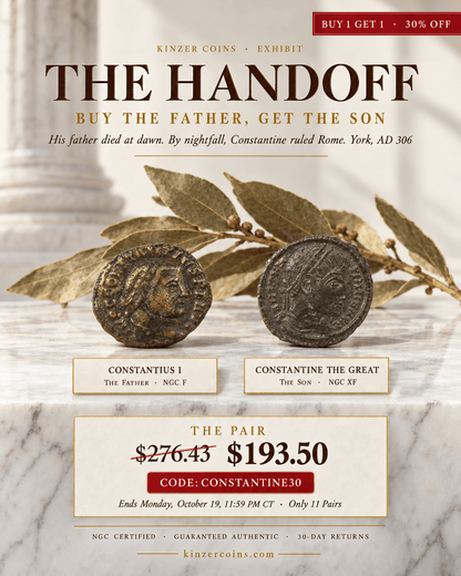 Buy 1 Get 1: Buy the Father, Get the Son, Constantius I F and Constantine the Great XF (NGC Pair) - Kinzer Coins