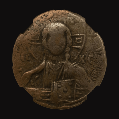Byzantine Anonymous Follis Featuring Jesus Christ (c. 10th–11th Century AD) - Kinzer Coins