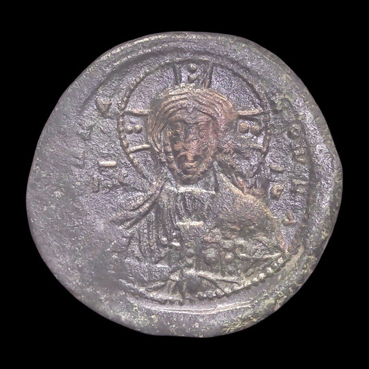 Byzantine Bronze Coin Depicting Jesus Christ — Constantinople Mint (c. AD 976–1025) - Kinzer Coins