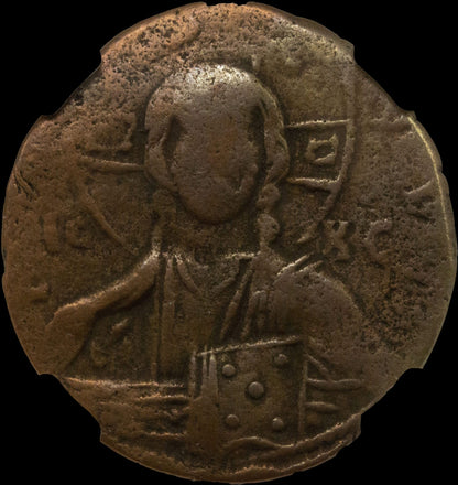 Byzantine Anonymous Follis Featuring Jesus Christ (c. 10th–11th Century AD)