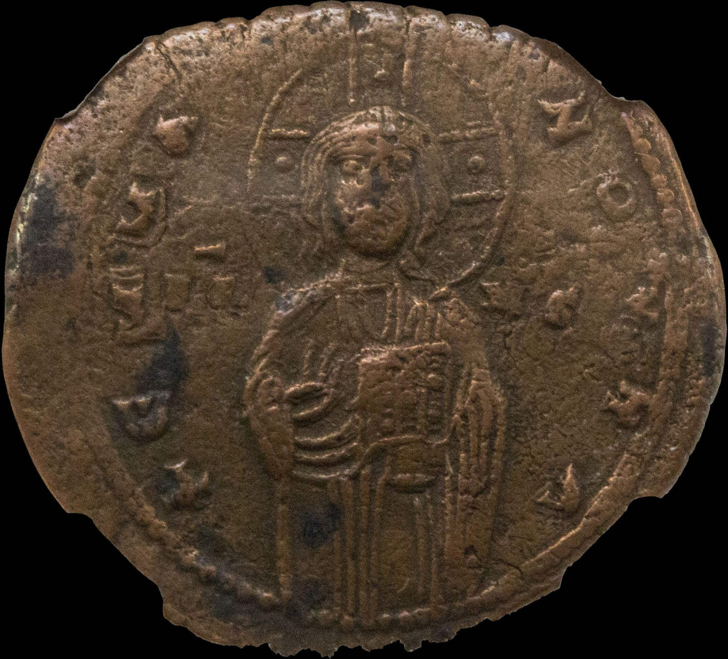 Byzantine Anonymous Follis Featuring Jesus Christ (c. 10th–11th Century AD)