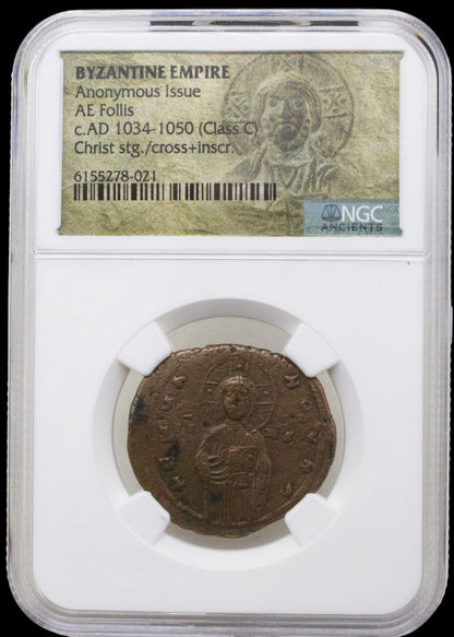 Byzantine Anonymous Follis Featuring Jesus Christ (c. 10th–11th Century AD)