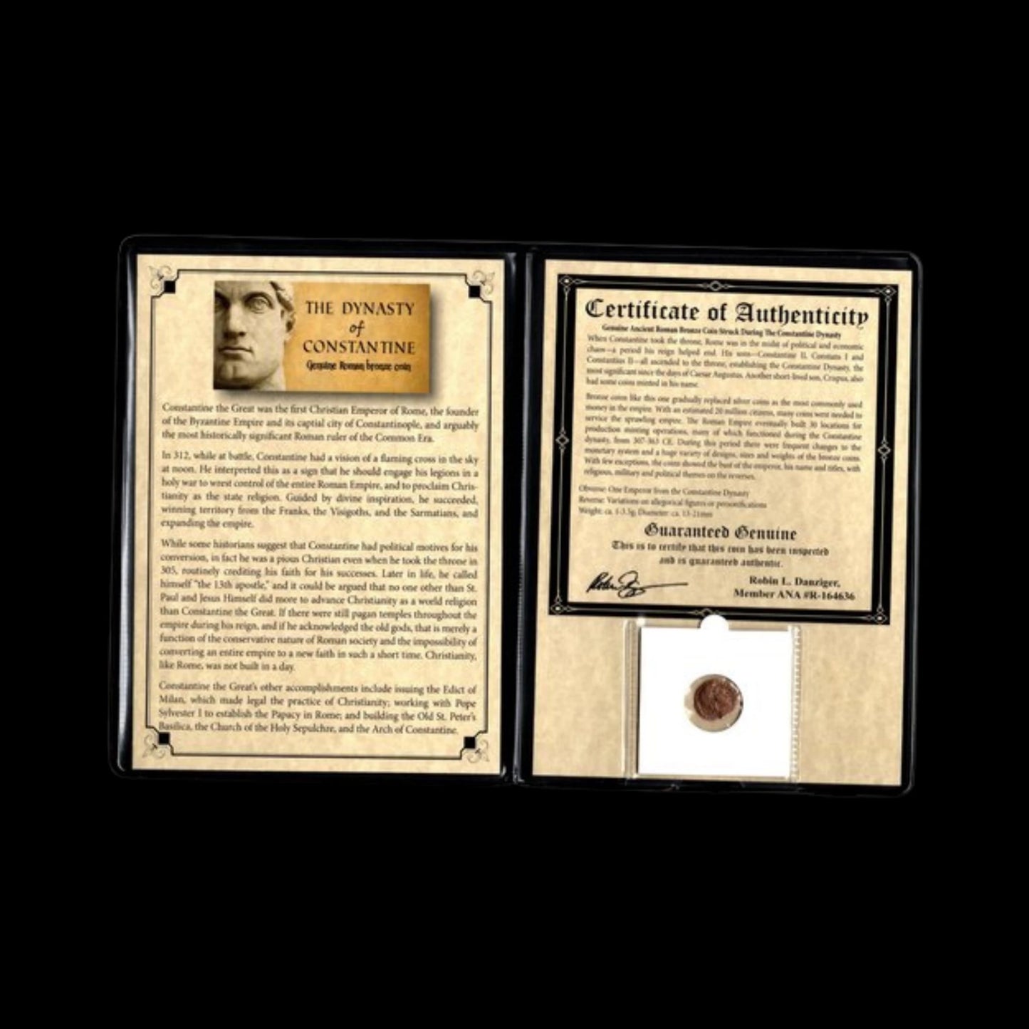 Constantine Dynasty Bronze in Album – Roman Imperial Coin, c. AD 306–361 (Over 1,650 Years Old) - Kinzer Coins