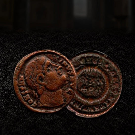 Constantine "Eyes to Heaven" Bronze, 4th C. AD - Kinzer Coins