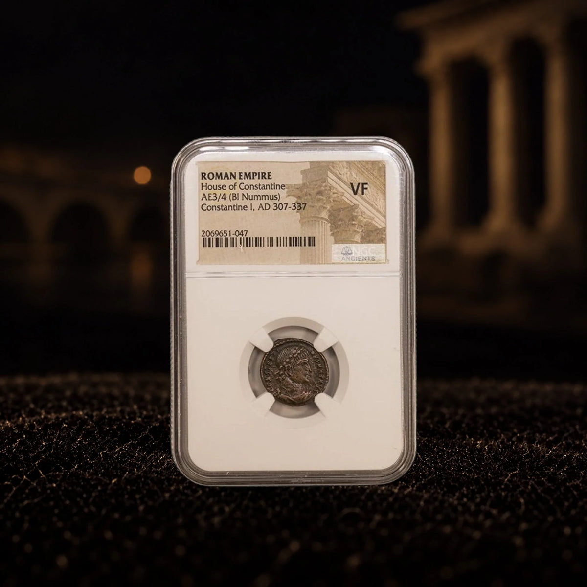 Constantine the Great Roman bronze coin (AD 306–337), NGC VF grade variant — representative product photograph, Kinzer Coins