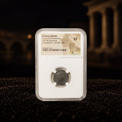 Constantine the Great Roman bronze coin (AD 306–337), NGC XF grade variant — representative product photograph, Kinzer Coins