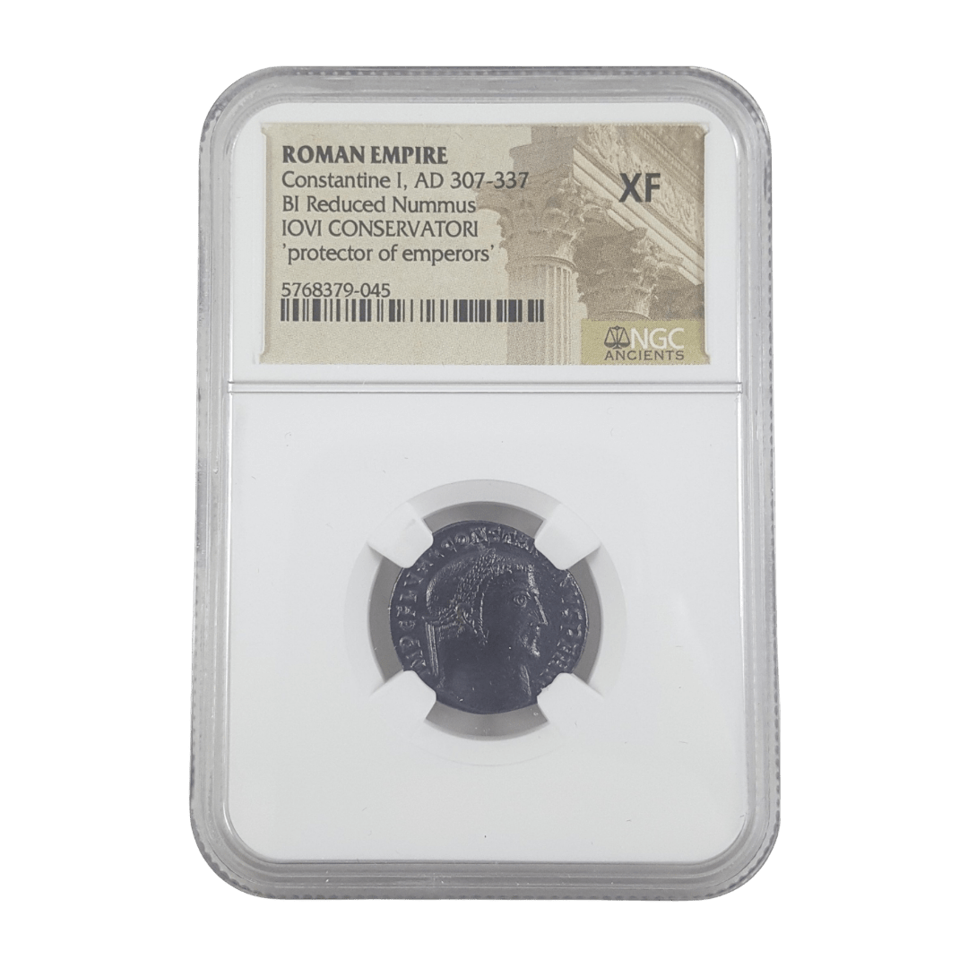 Constantine the Great Roman Bronze – IOVI CONSERVATORI Jupiter – NGC Certified - Kinzer Coins