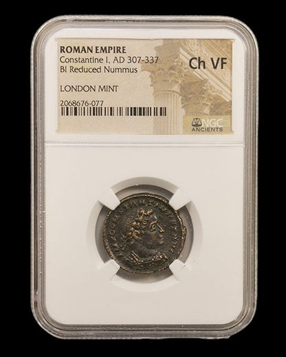 Roman Bronze Coin of Constantine the Great NGC – London Mint (AD 307–337) NGC (VF)