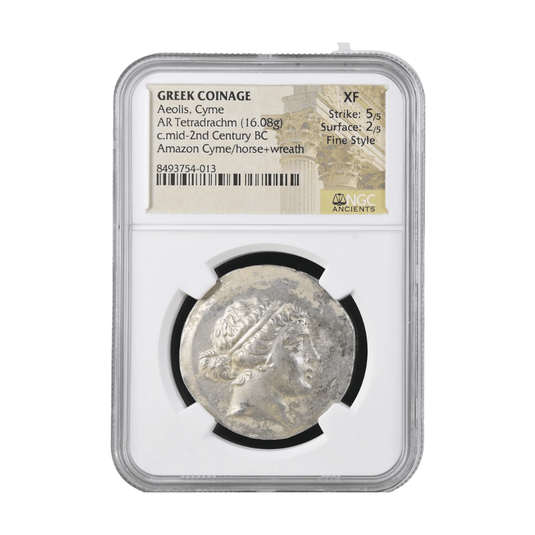 Amazon Legacy: Cyme (Aeolis) Silver AR Tetradrachm, 2nd Century BC - Kinzer Coins