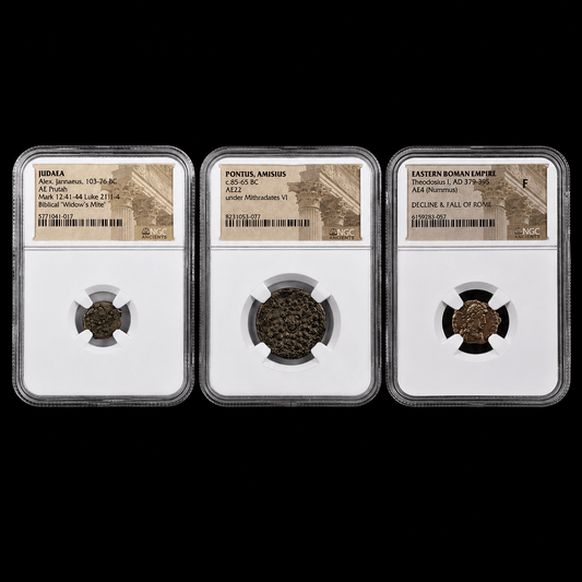 First Ancient Coins Starter Pack — Three Ancient Worlds, NGC - Certified - Kinzer Coins