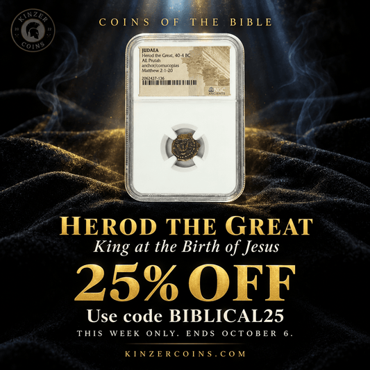 Herod the Great Ancient Judaean Bronze Prutah — King at the Birth of Jesus (40–4 BC) — NGC Certified - Kinzer Coins