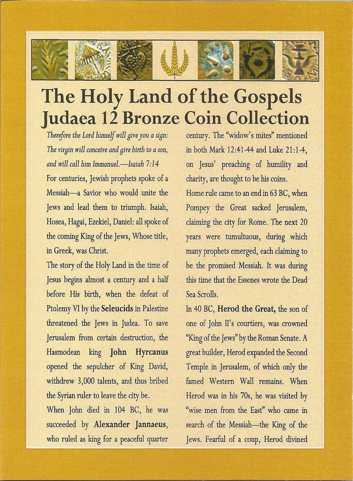 Holy Land Relics – Twelve Ancient Coins of Judaea from the Time of Jesus (1st Century BC – 1st Century AD) - Kinzer Coins