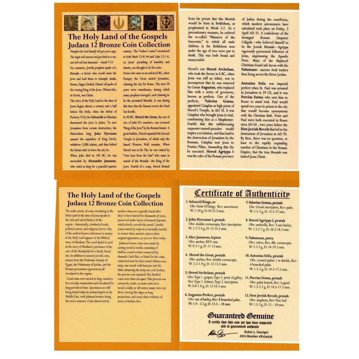 Holy Land Relics – Twelve Ancient Coins of Judaea from the Time of Jesus (1st Century BC – 1st Century AD) - Kinzer Coins