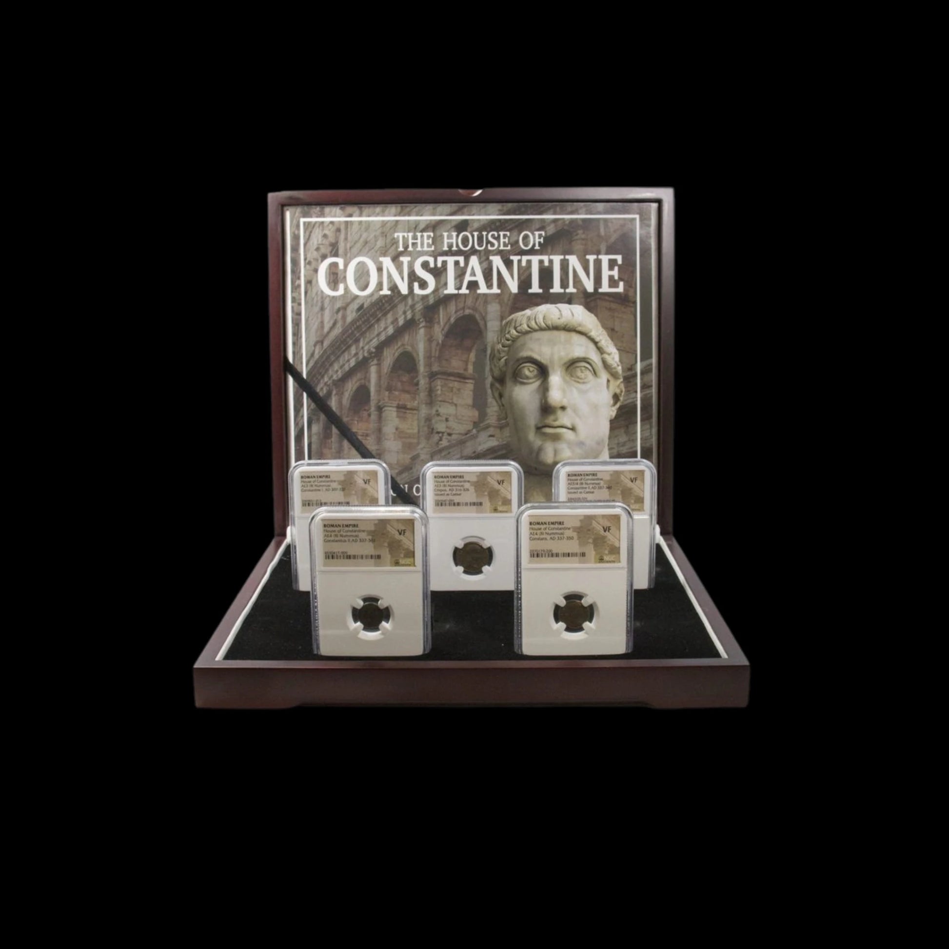 House of Constantine: Collection of Five NGC - Certified Roman Bronze Coins (about 1680 - 1700 years ago) - Kinzer Coins