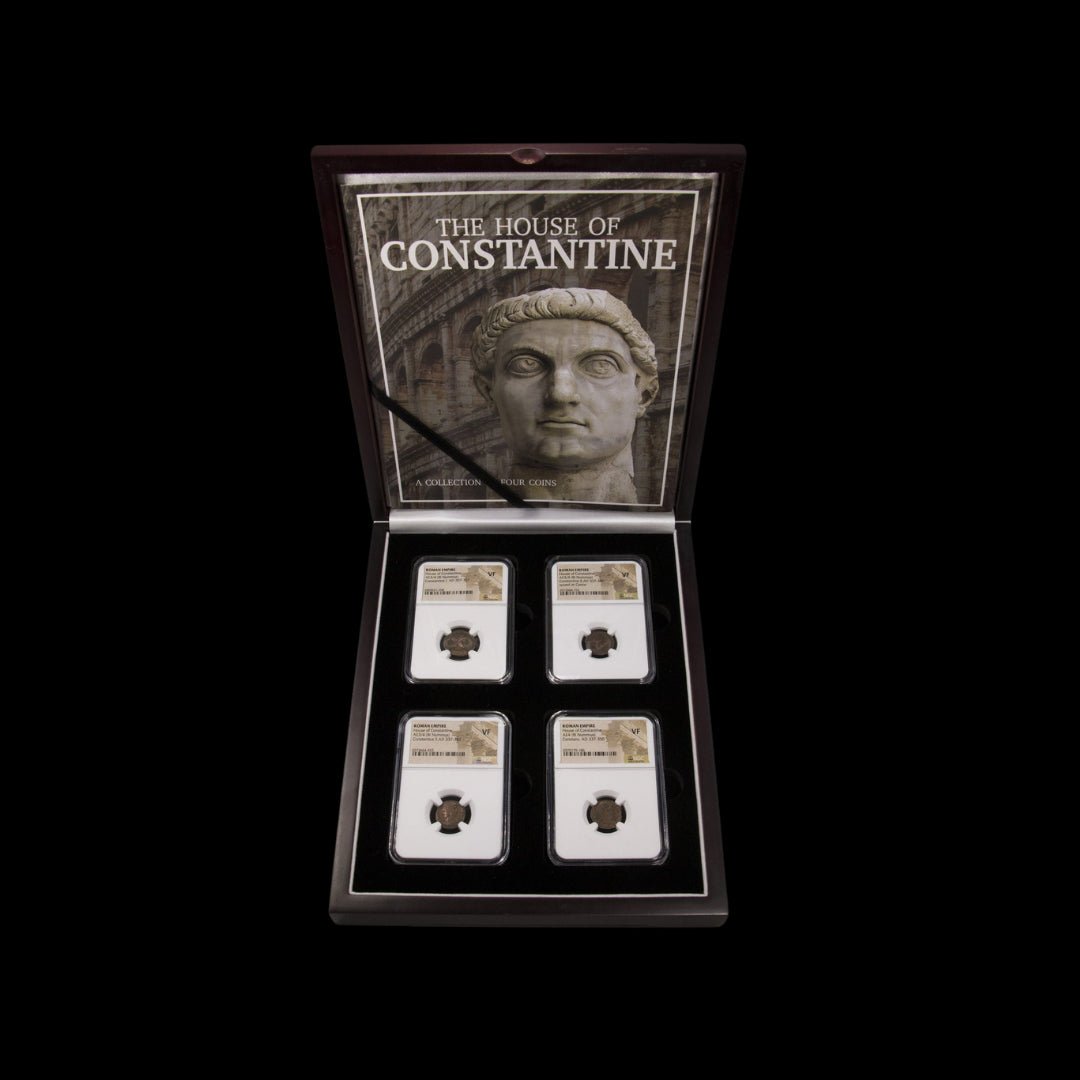 House of Constantine: Collection of Four NGC - Certified Roman Bronze Coins (about 1680 - 1700 years ago) - Kinzer Coins