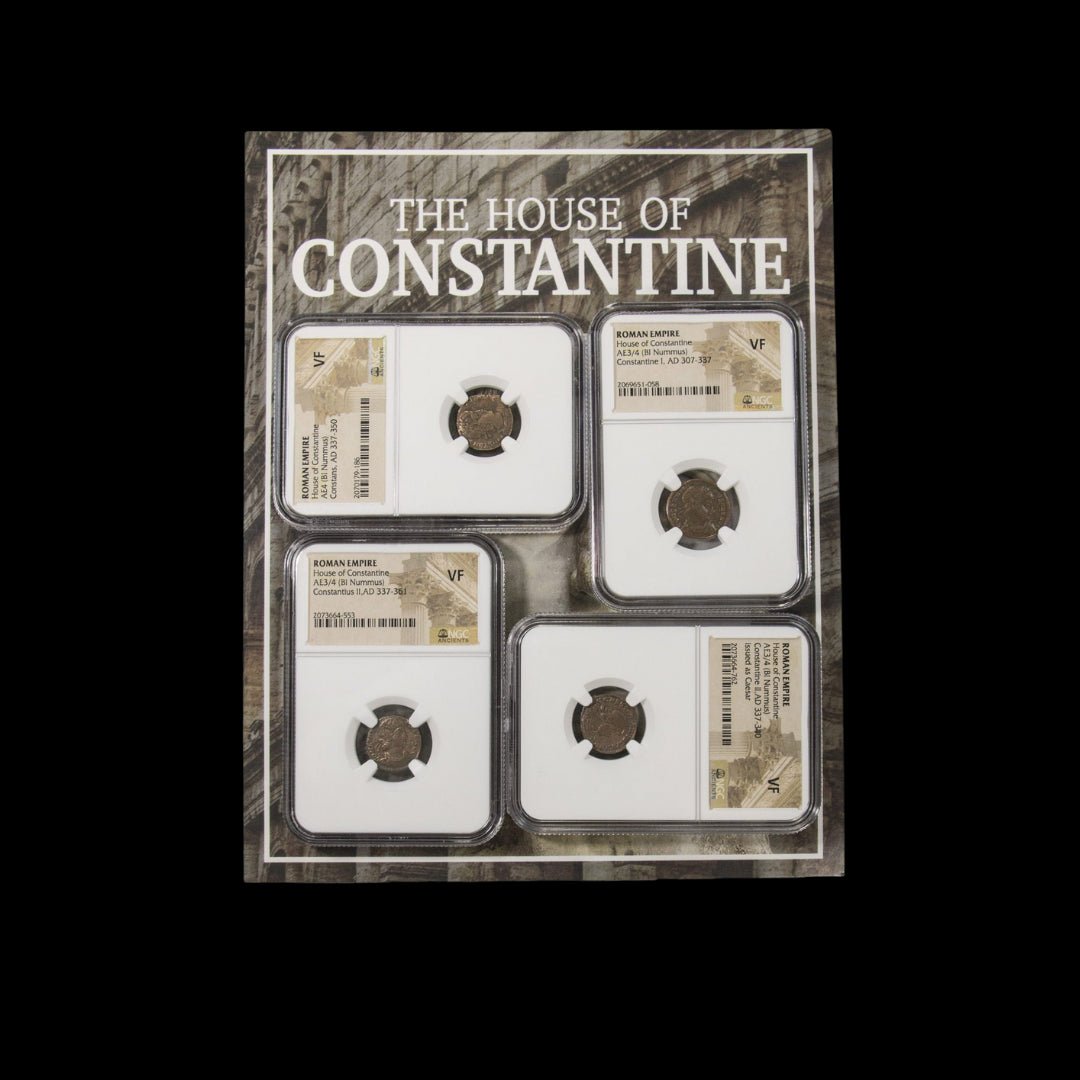 House of Constantine: Collection of Four NGC - Certified Roman Bronze Coins (about 1680 - 1700 years ago) - Kinzer Coins