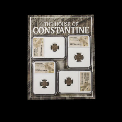 House of Constantine: Collection of Four NGC - Certified Roman Bronze Coins (about 1680 - 1700 years ago) - Kinzer Coins