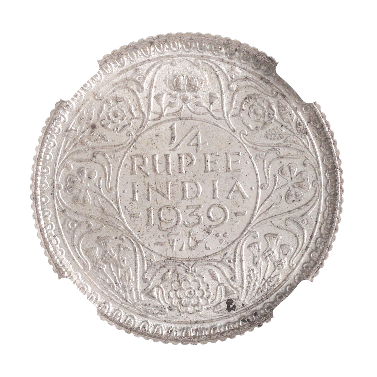 India George VI 1939 Silver Quarter Rupee — representative supplier photograph 2