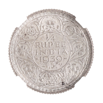 India George VI 1939 Silver Quarter Rupee — representative supplier photograph 2