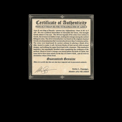 Journey of the Magi – Ancient Silver Coin from the Time of the Wise Men (King Azes II) - Kinzer Coins