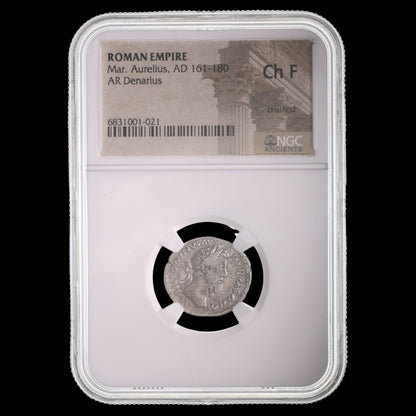 Roman Denarius of Marcus Aurelius NGC | Stoic Philosopher Emperor (AD 161–180)