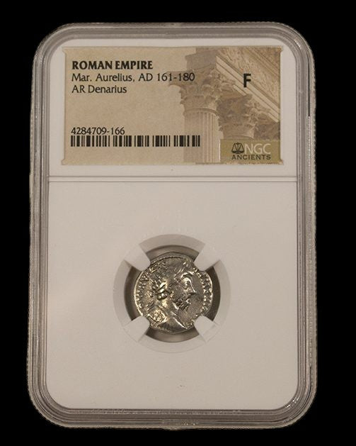 Roman Denarius of Marcus Aurelius NGC | Stoic Philosopher Emperor (AD 161–180)