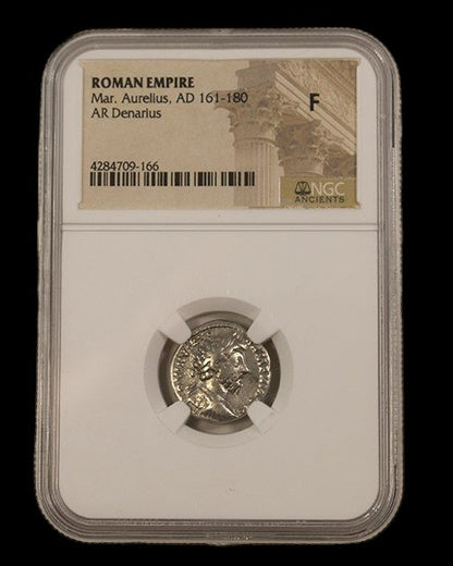 Roman Denarius of Marcus Aurelius NGC | Stoic Philosopher Emperor (AD 161–180)