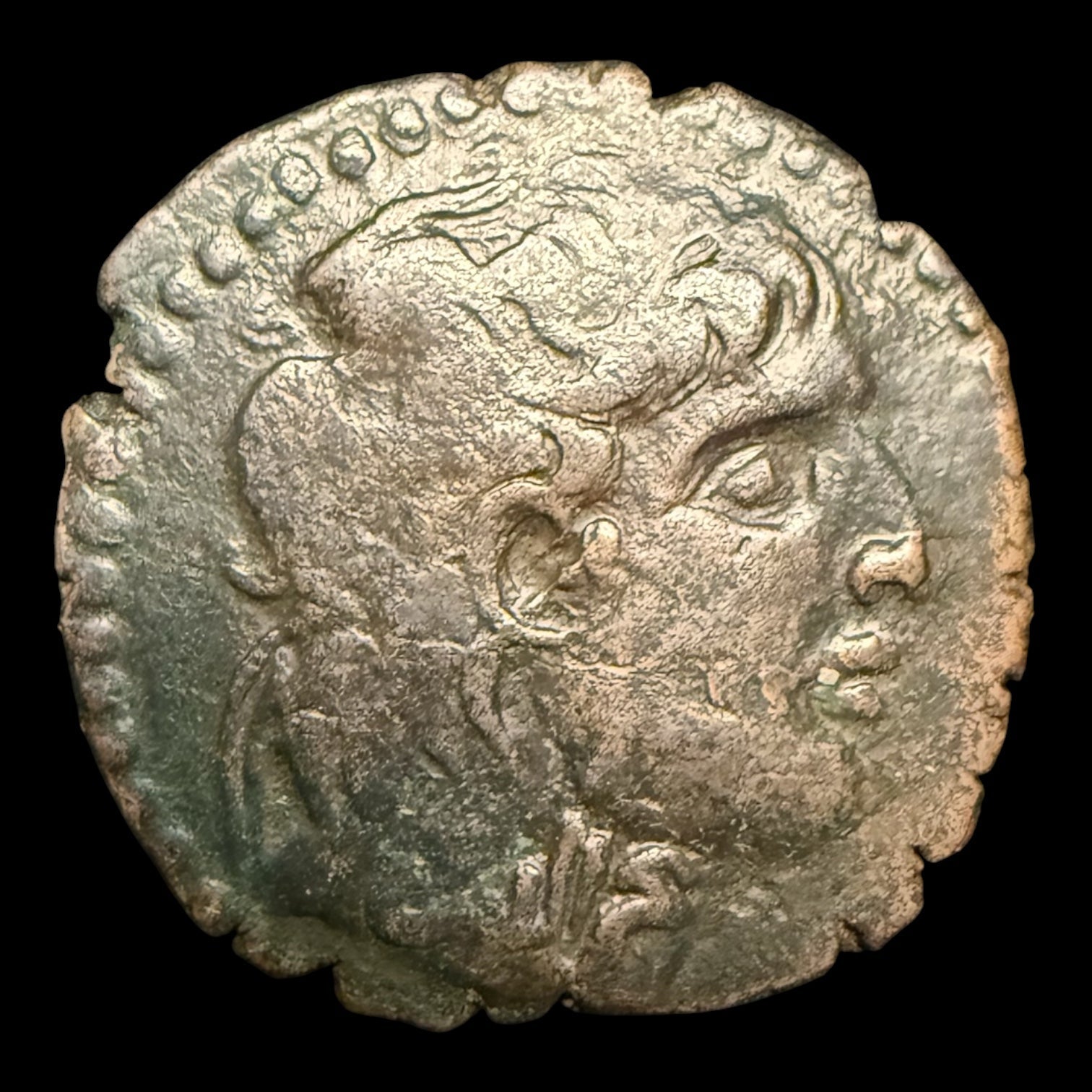 Najm al - Din Alpi Bronze Dirham — Seleucid Portrait Type - Kinzer Coins