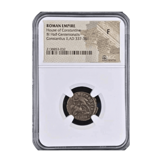 NGC Certified Ancient Roman Bronze Coin of Emperor Constantius II - Fallen Horseman Type - Kinzer Coins