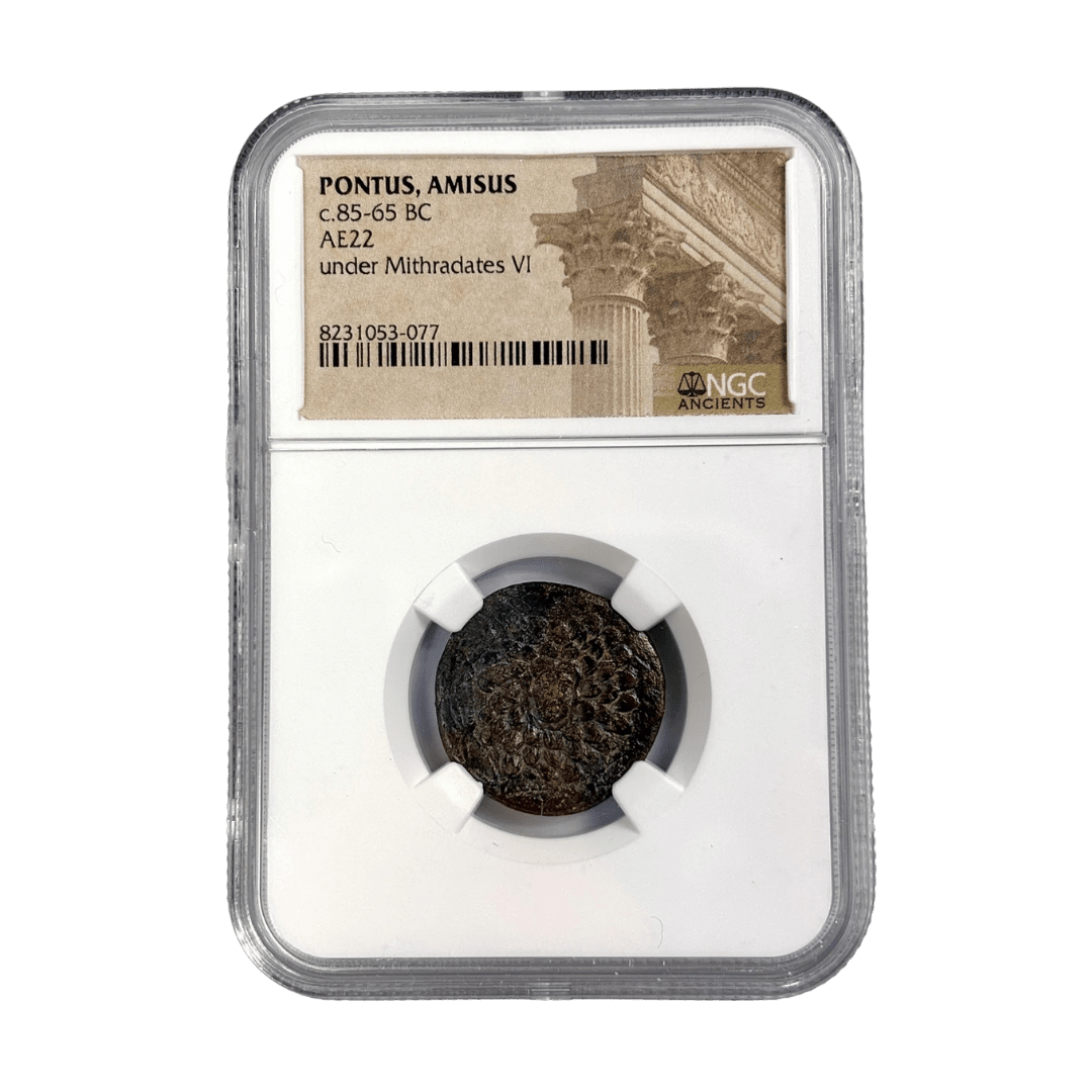 Pontus, Amisos Bronze — Gorgon Head Apotropaic Issue, Struck Under Mithradates VI, NGC - Certified - Kinzer Coins