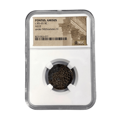Pontus, Amisos Bronze — Gorgon Head Apotropaic Issue, Struck Under Mithradates VI, NGC - Certified - Kinzer Coins