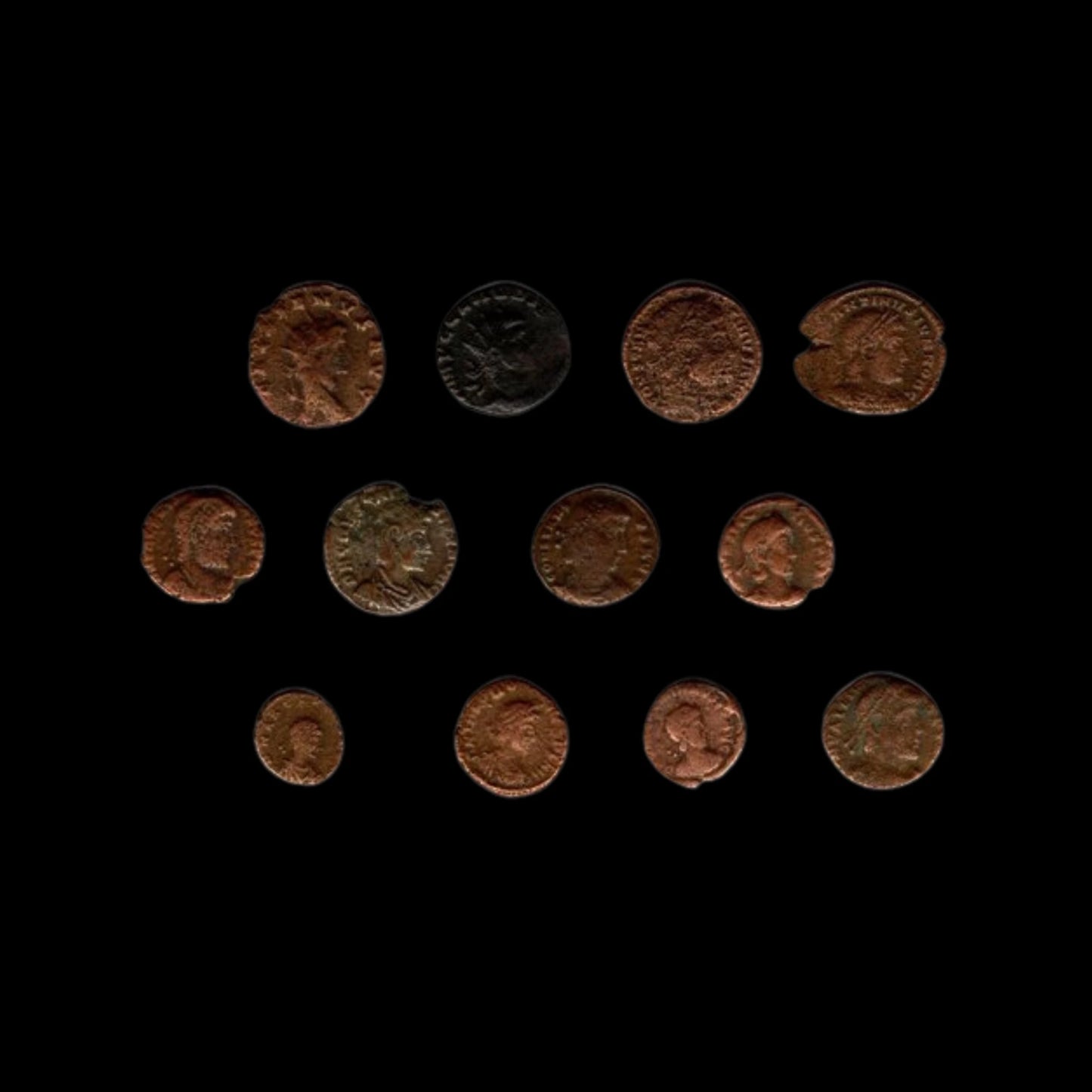 Rise of Christianity in Ancient Rome – Twelve Bronze Coins (3rd–4th Century AD) - Kinzer Coins