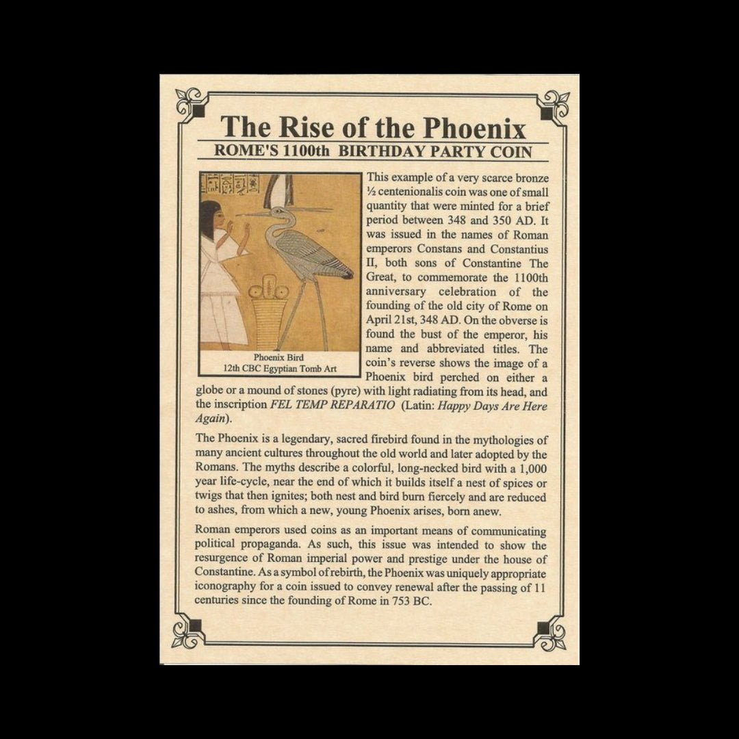 Rise of the Phoenix – Rome’s 1100th Anniversary Bronze Coin (AD 348) - Kinzer Coins
