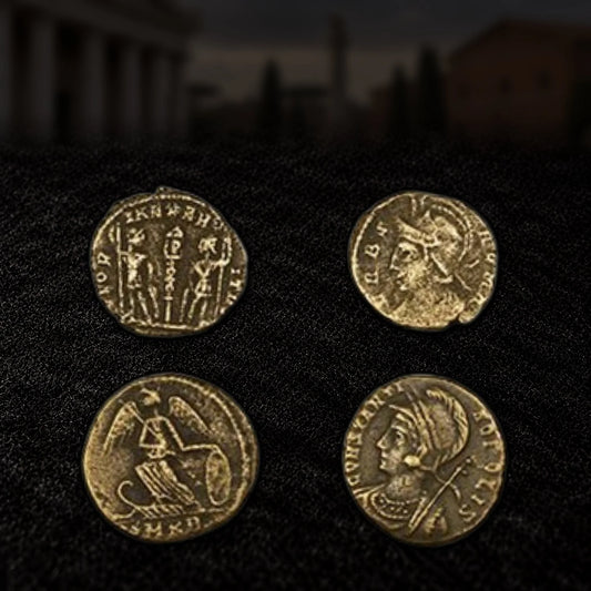 Roma & Constantinopolis — Two Roman Commemorative Bronze Coins (AD 330–337) - Kinzer Coins