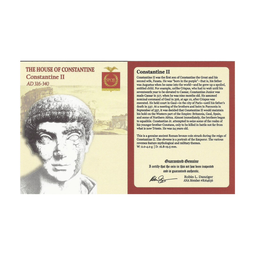 Roman Bronze AE: Constantine II, Son of Constantine the Great, London Mint (NGC F) - Kinzer Coins