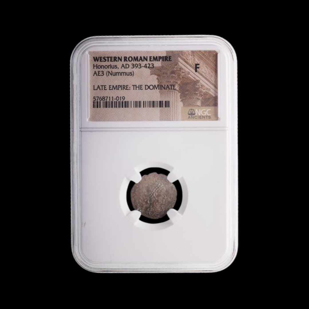 Roman Bronze AE3 of Honorius (about 1,600 - 1,630 years ago) - Kinzer Coins